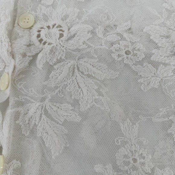 LORENA CONTI Womens Floral white mesh lace Blouse Top sheer Size small - Picture 8 of 10